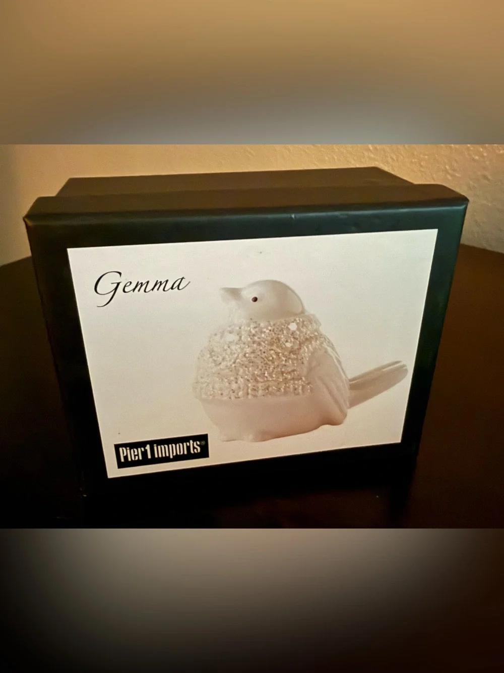 Pier 1 Imports Gemma White Porcelain Glitter Bird Figurine Holiday Decor NIB